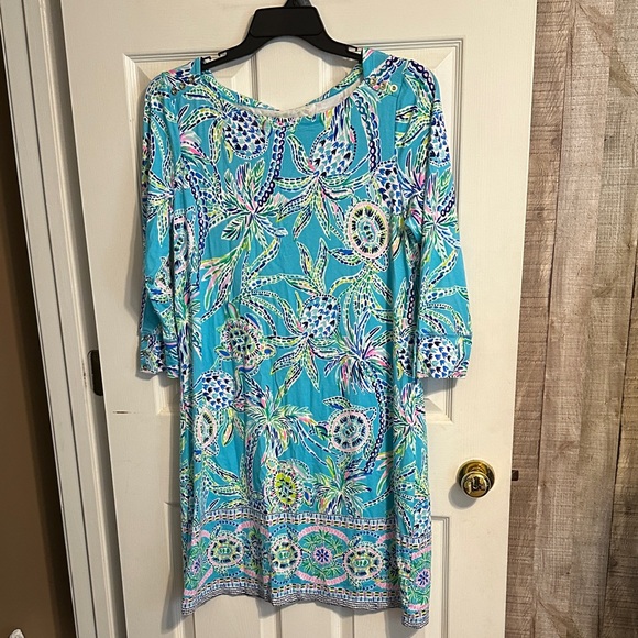 Lilly Pulitzer Dresses & Skirts - Lilly Pulitzer Turquoise Floral Print Midi Dress